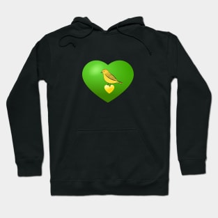 Canary green and yellow love heart Hoodie